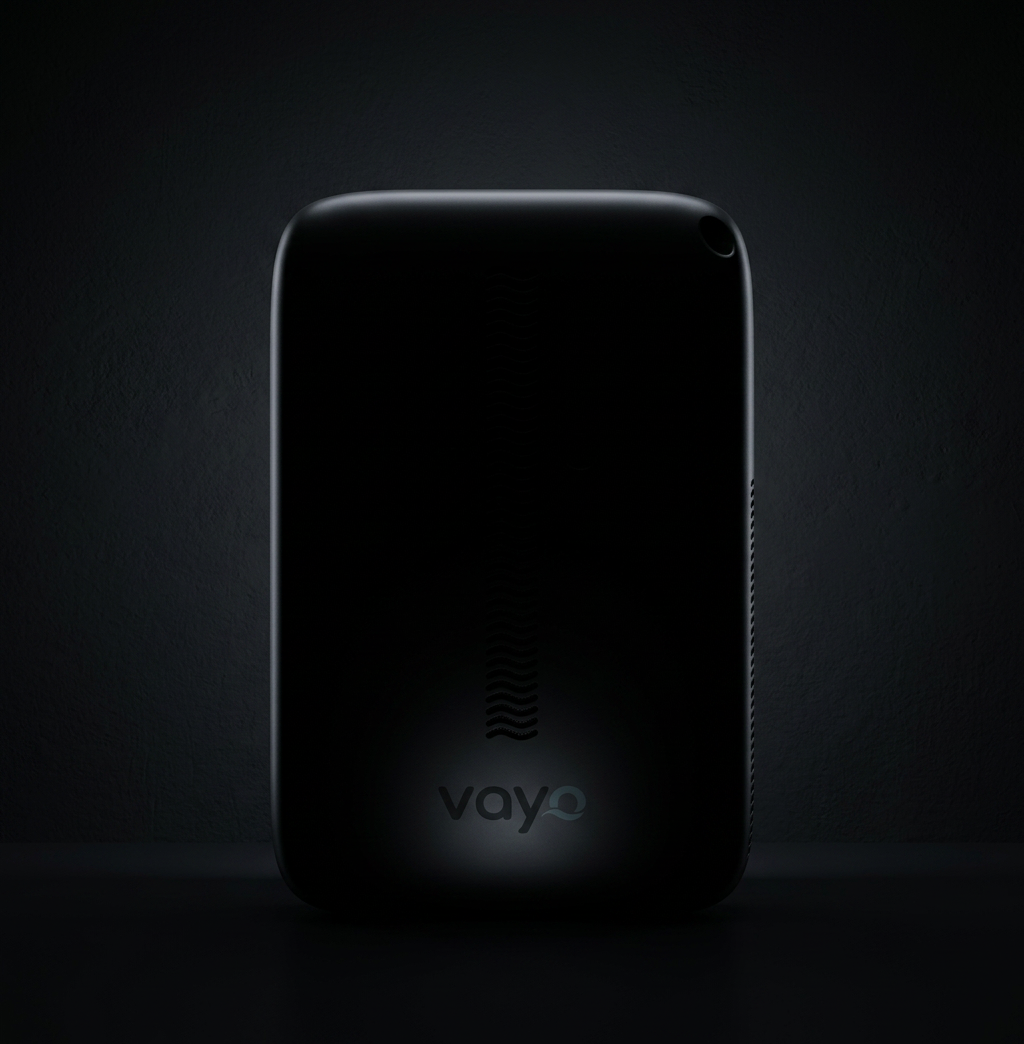 A teaser image for Vayo One, a personal air quality monitor.